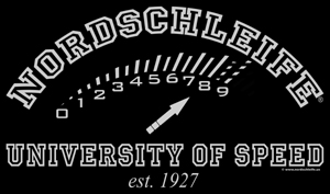 T-shirt print "NORDSCHLEIFE UNIVERSITY OF SPEED est. 1927"